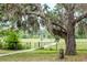 Scenic park path lined with mossy trees leads to a fenced area and field at 7702 New York Dr, Tampa, FL 33619