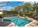 Beautiful screened-in pool with water features, providing a tranquil outdoor experience at 11551 Callisia Dr, Odessa, FL 33556