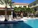 Community swimming pool with lounge chairs and palm trees at 125 Grand Beach Pl # 125, Tampa, FL 33609