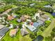 Bright aerial view of a well-maintained home with lush landscaping and a sparkling in-ground pool at 7114 Cromwell Park Ln, Apollo Beach, FL 33572