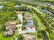 Beautiful aerial view of a residential home with lush greenery and a serene backyard pond at 7114 Cromwell Park Ln, Apollo Beach, FL 33572