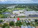 An aerial view showing the proximity of a property to a school, with playing fields and a parking lot at 719 58Th S St, Gulfport, FL 33707