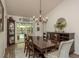 Elegant dining area with seating for six and views of the backyard pool area at 1 Mandarin Ter, Safety Harbor, FL 34695