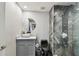 Contemporary bathroom featuring a walk-in shower with marble tile and modern fixtures at 1108 N Franklin St # 502, Tampa, FL 33602