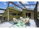 A view of the outdoor screened in porch with an outdoor seating area at 18914 Geraci Rd, Lutz, FL 33548