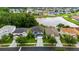 High aerial view of houses nestled among trees and near a lake, showcasing the neighborhood's landscape at 25521 Bruford Blvd, Land O Lakes, FL 34639
