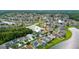 Scenic aerial shot of a residential community featuring lakeside homes, showcasing a tranquil suburban lifestyle at 25521 Bruford Blvd, Land O Lakes, FL 34639