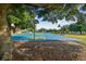 Community basketball court with large tree shading the surface and clear blue sky at 25521 Bruford Blvd, Land O Lakes, FL 34639