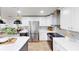 Modern kitchen with stainless steel appliances, white cabinetry, and a center island at 2933 Stearns Rd, Valrico, FL 33596