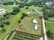 Desirable property showcasing a charming home, storage building and bordered by manicured fields and mature trees at 3212 E Merrin Rd, Plant City, FL 33567