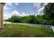 Green backyard view with a white fence provides privacy and scenic landscaping at 3305 Hoylake Ct, Land O Lakes, FL 34638