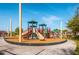 A colorful playground with multiple slides, climbing structures, and a soft landing surface for safety at 3305 Hoylake Ct, Land O Lakes, FL 34638