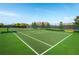 Community tennis court on a sunny day with well-maintained green surface and surrounding greenery at 3305 Hoylake Ct, Land O Lakes, FL 34638