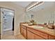 Bathroom features a double sink vanity with a large mirror and access to a walk-in shower at 3320 Pleasant Willow Ct, Brandon, FL 33511
