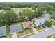 Aerial view capturing the tranquil neighborhood featuring well-maintained homes, lush greenery, and mature trees in a serene setting at 13127 Topflite Ct, Hudson, FL 34669