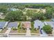 Picturesque aerial view of a cozy neighborhood showcasing well-maintained homes surrounded by lush greenery and mature trees at 13127 Topflite Ct, Hudson, FL 34669