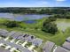 Aerial view of homes in neighborhood situated near ponds and lush green landscapes at 13919 Wineberry Dr, Dade City, FL 33525