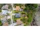 Aerial view showcasing the home's location, lot size, and proximity to neighboring properties at 1852 Longview Ln, Tarpon Springs, FL 34689