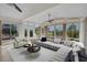 Living room with neutral decor, multiple ceiling fans, and lots of windows for natural light at 241 Royal Palm Way, Spring Hill, FL 34608