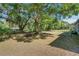 Spacious backyard with mature trees, a picnic table, and well-maintained lawn, offering ample space for outdoor activities at 3147 Sydney Dover Rd, Dover, FL 33527
