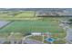 High angle view of a well-kept sports field with various markings for different sports, adjacent to a parking area at 6227 Golden Nettle Dr, Apollo Beach, FL 33572