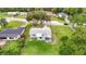 Overhead shot of a home, set among green spaces and a tree-lined street at 8329 Gulf Way, Hudson, FL 34667