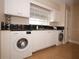 This laundry room features a sink and newer model washer and dryer and attractive countertops at 120 S Church Ave # 202, Tampa, FL 33609