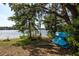 Scenic view of a private dock on a serene lake with trees and foliage at 14449 Wadsworth Dr, Odessa, FL 33556