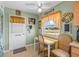 Cozy eat-in kitchen nook with green walls, light table and chairs, and backyard view at 1609 Pebble Beach N Blvd, Sun City Center, FL 33573