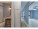 Well-lit bathroom showcasing a sleek vanity and a shower over tub at 2931 23Rd N St, St Petersburg, FL 33713