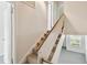 Staircase with carpeted steps and white railing leading to the upper level at 4506 La Capri Ct, Tampa, FL 33611