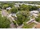 Aerial view of a charming neighborhood showcasing a well-maintained home with lush greenery at 502 E Robles St, Tampa, FL 33602