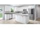 Modern kitchen featuring stainless steel appliances, a center island, and white cabinets at 5319 Lantana St, Zephyrhills, FL 33542