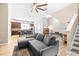 Spacious living room with hardwood floors, open floor plan, and modern decor at 962 Sombra St, Tampa, FL 33619