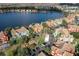 Beautiful aerial view of colorful townhouses surrounding a serene lake, showcasing a community with natural beauty at 10412 White Lake Ct, Tampa, FL 33626