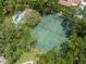 Aerial view of community tennis courts surrounded by trees and landscaping at 11805 Raintree Lake Ln # A, Tampa, FL 33617