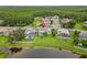 Lovely aerial view of home with screened-in pool and lake in the backyard at 18219 Bittern Ave, Lutz, FL 33558