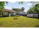 Expansive backyard with lush green grass and mature trees offering privacy at 216 W South Ave, Tampa, FL 33603