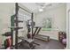 Well-equipped home gym with a weight rack, treadmill, and mirrored wall at 2522 W Watrous Ave, Tampa, FL 33629