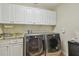 Well-equipped laundry room with modern washer and dryer, ample cabinet space, and a functional sink at 2522 W Watrous Ave, Tampa, FL 33629