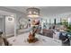 Elegant dining area with chandelier lighting, leading to the living room with views at 2616 Cove Cay Dr # 505, Clearwater, FL 33760