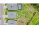 Aerial view of a large lot in a residential neighborhood with nearby houses and a pool at 3541 Great Banyan Way, Wesley Chapel, FL 33543