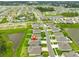 Aerial shot of a residential area with modern homes near a community pool and scenic lakes at 3816 N Maryland Ave, Plant City, FL 33565
