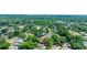Explore a home with a red pin situated among lush greenery in a vibrant residential neighborhood, captured from above at 4028 Queen N St, St Petersburg, FL 33714