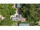 Aerial view of the home's roof, backyard, patio, and landscaping nestled among mature trees at 4028 Queen N St, St Petersburg, FL 33714