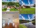 Collage highlighting the home's exterior, backyard, interior living room, and community lake view at 5016 Cypress Trace Dr, Tampa, FL 33624
