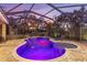 Screened pool with fountains and mood lighting offers a private oasis in the backyard at 512 Creekside Ct, Safety Harbor, FL 34695