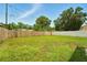 Spacious backyard with a well-maintained green lawn and secure fencing, perfect for families at 6941 58Th N Way, Pinellas Park, FL 33781