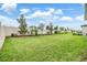 Expansive backyard with well-manicured lawn, privacy fence, and mature landscaping at 7276 Notched Pine Bnd, Wesley Chapel, FL 33545