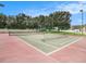 Community tennis court with nets, lighting, and surrounding trees at 9008 Egret Cove Cir, Riverview, FL 33578